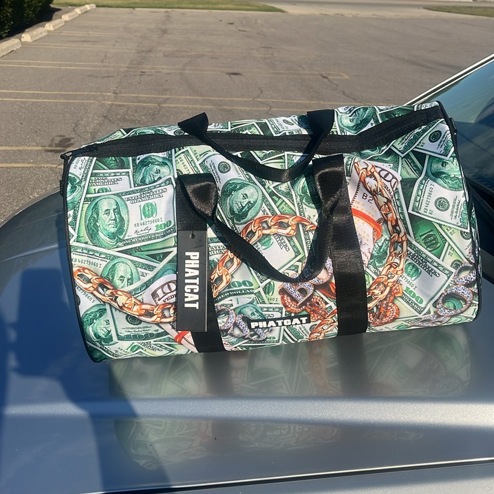 Phatcat Money Print Duffel Bag - Black and Green - Picture 5 of 5
